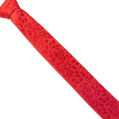 Red baroque pattern tie